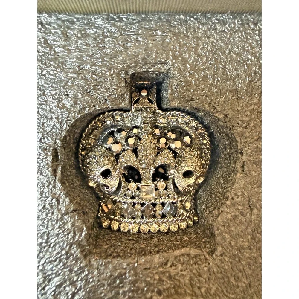 Olivia Riegel Crystal Skull Crown Jewelry Box Gunmetal Finish Gothic New in Box